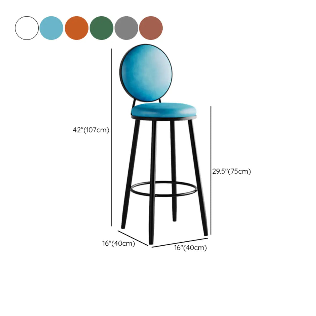 Modern Faux Leather Round Metal Frame Bar Stools for Home Bar