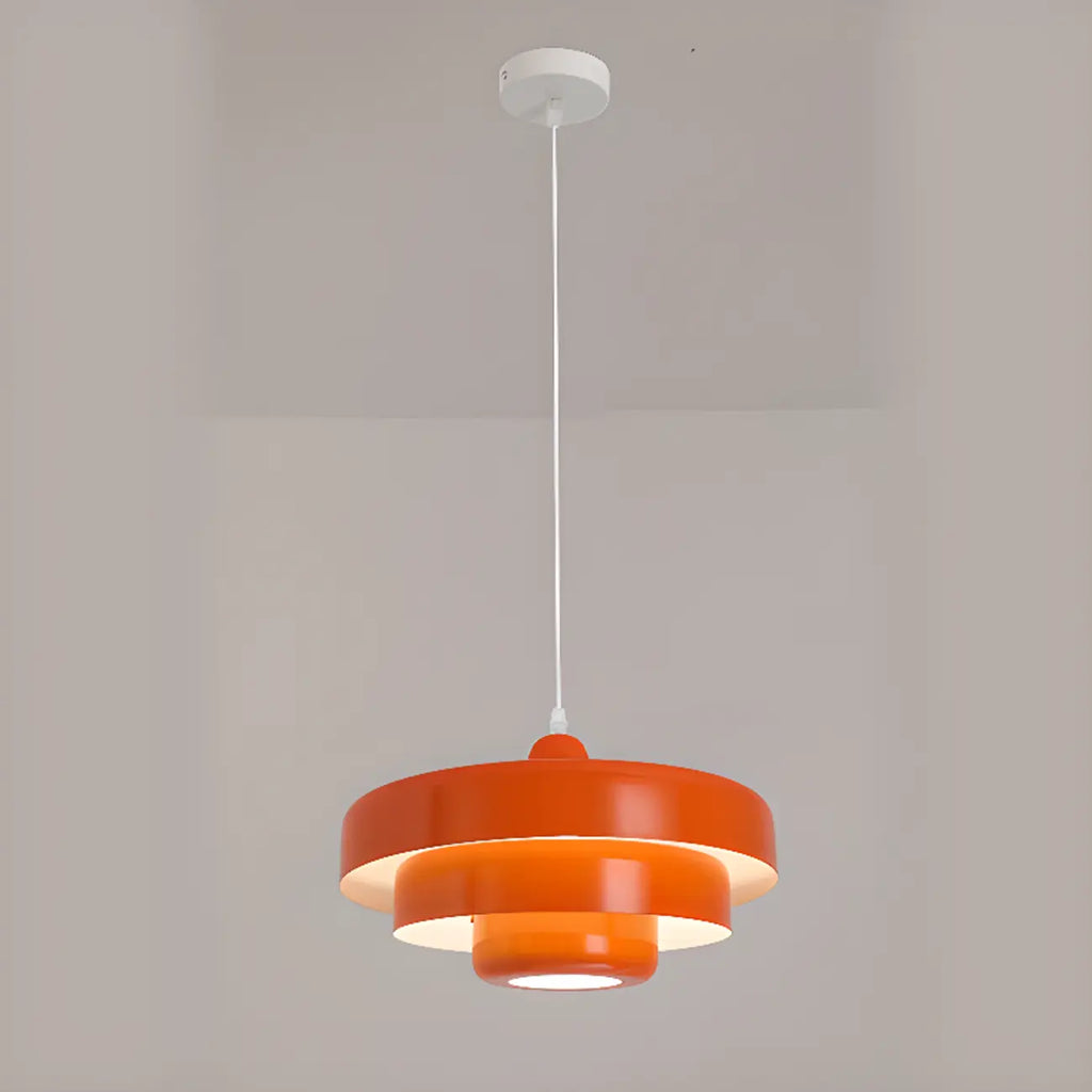 Designer White Layered Cake Iron Pendant Lamp for Living Room