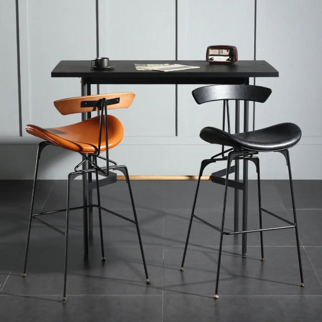 Modern Saddle Genuine Leather Low Back Bar Stool