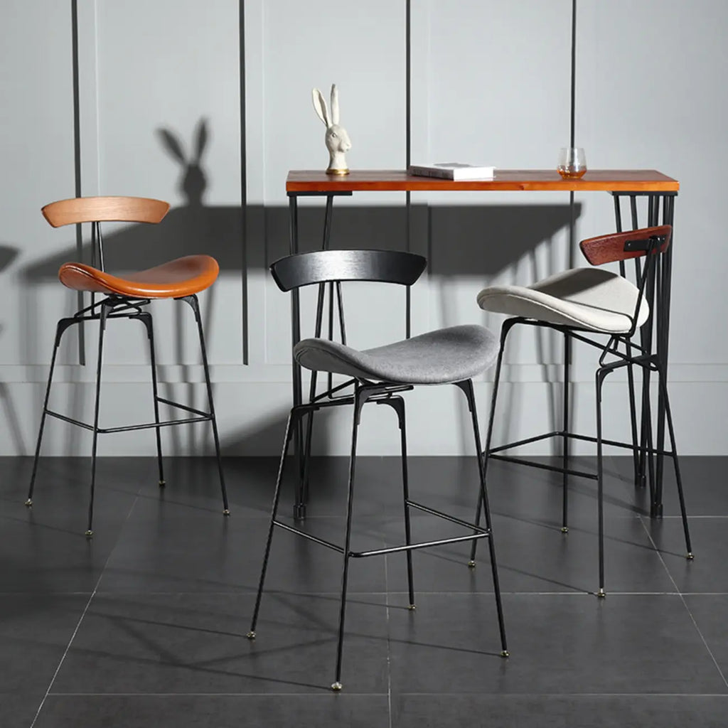 Modern Saddle Genuine Leather Low Back Bar Stool