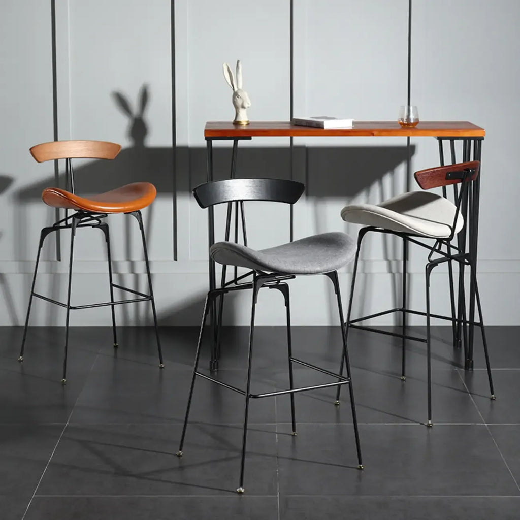 Modern Saddle Genuine Leather Low Back Bar Stool