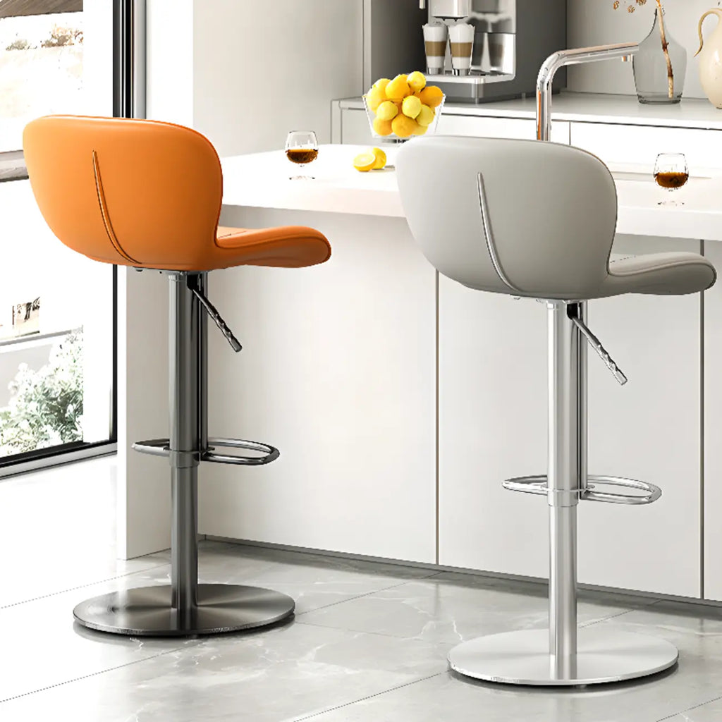 Modern Adjustable Leather Bar Stools Footrest for Kitchen