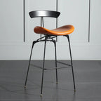 Modern Saddle Genuine Leather Low Back Bar Stool