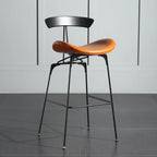 Modern Saddle Genuine Leather Low Back Bar Stool