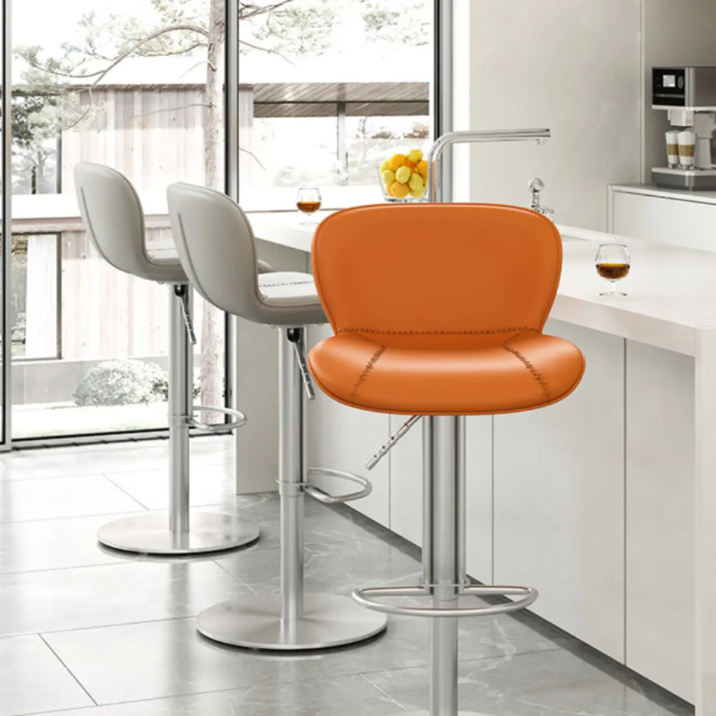 Modern Adjustable Leather Bar Stools Footrest for Kitchen