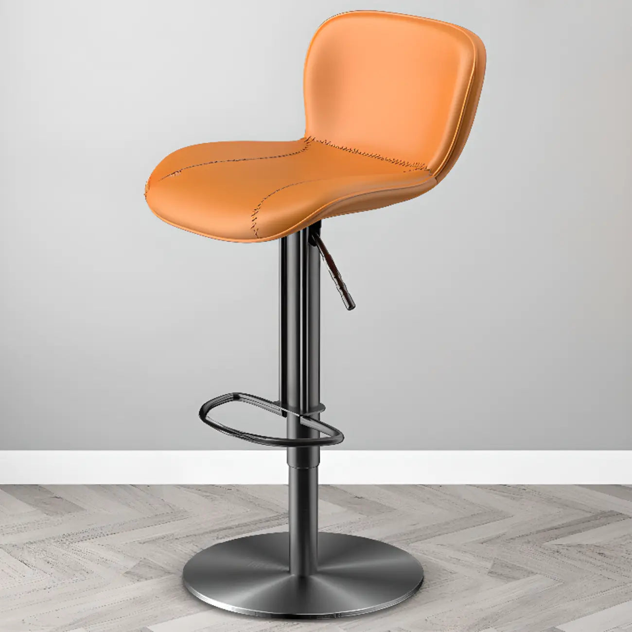 Modern Adjustable Leather Bar Stools Footrest for Kitchen