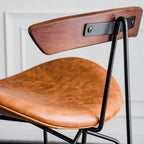 Modern Saddle Genuine Leather Low Back Bar Stool