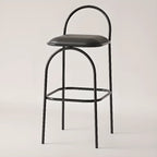 Minimalist Metal Frame Leather Counter Stools with Open Back