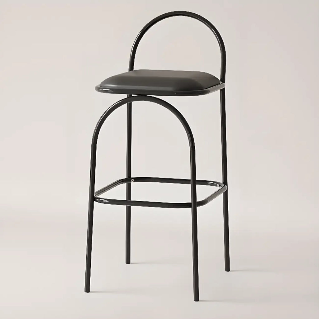 Minimalist Metal Frame Leather Counter Stools with Open Back