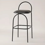 Minimalist Metal Frame Leather Counter Stools with Open Back