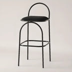 Minimalist Metal Frame Leather Counter Stools with Open Back