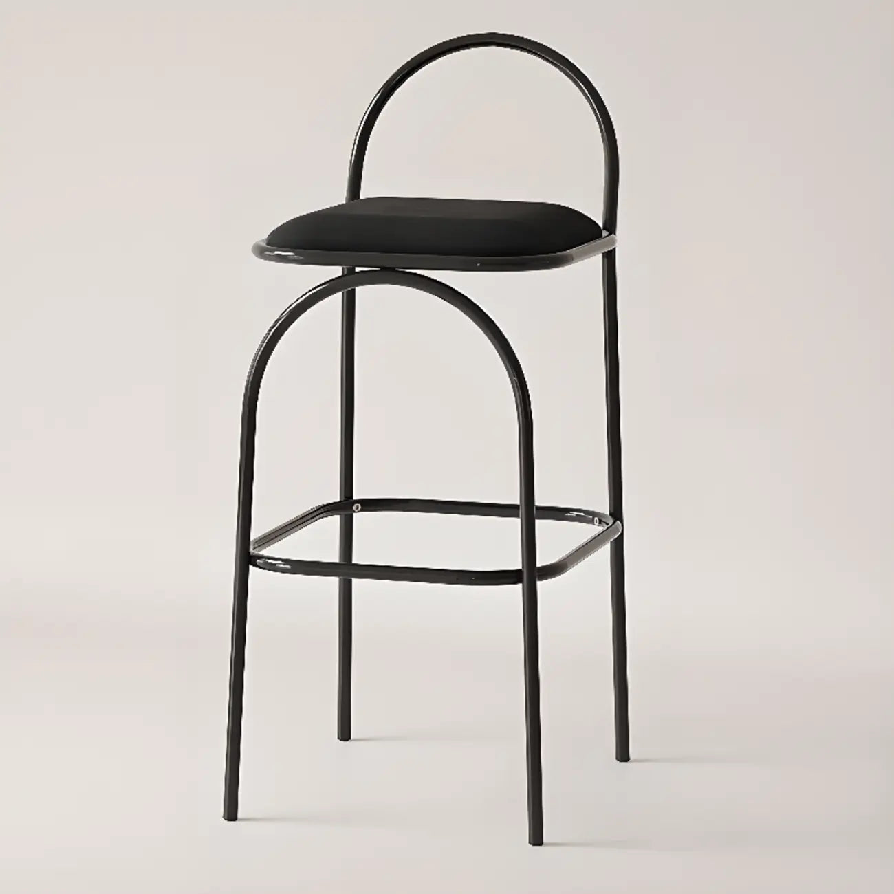 Minimalist Metal Frame Leather Counter Stools with Open Back