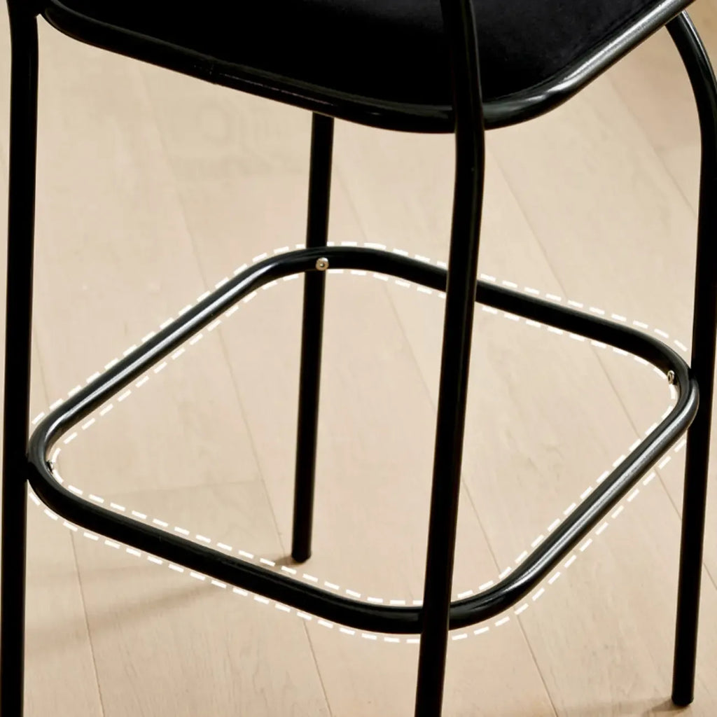 Minimalist Metal Frame Leather Counter Stools with Open Back