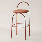 Minimalist Metal Frame Leather Counter Stools with Open Back