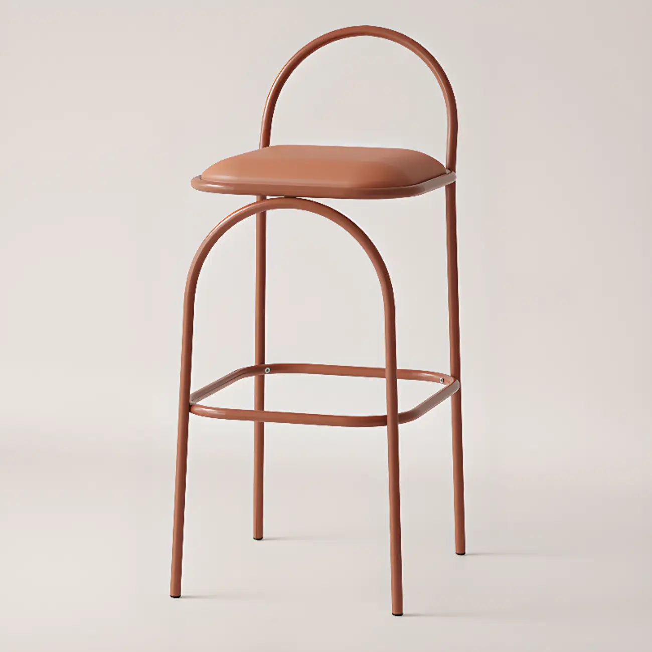 Minimalist Metal Frame Leather Counter Stools with Open Back