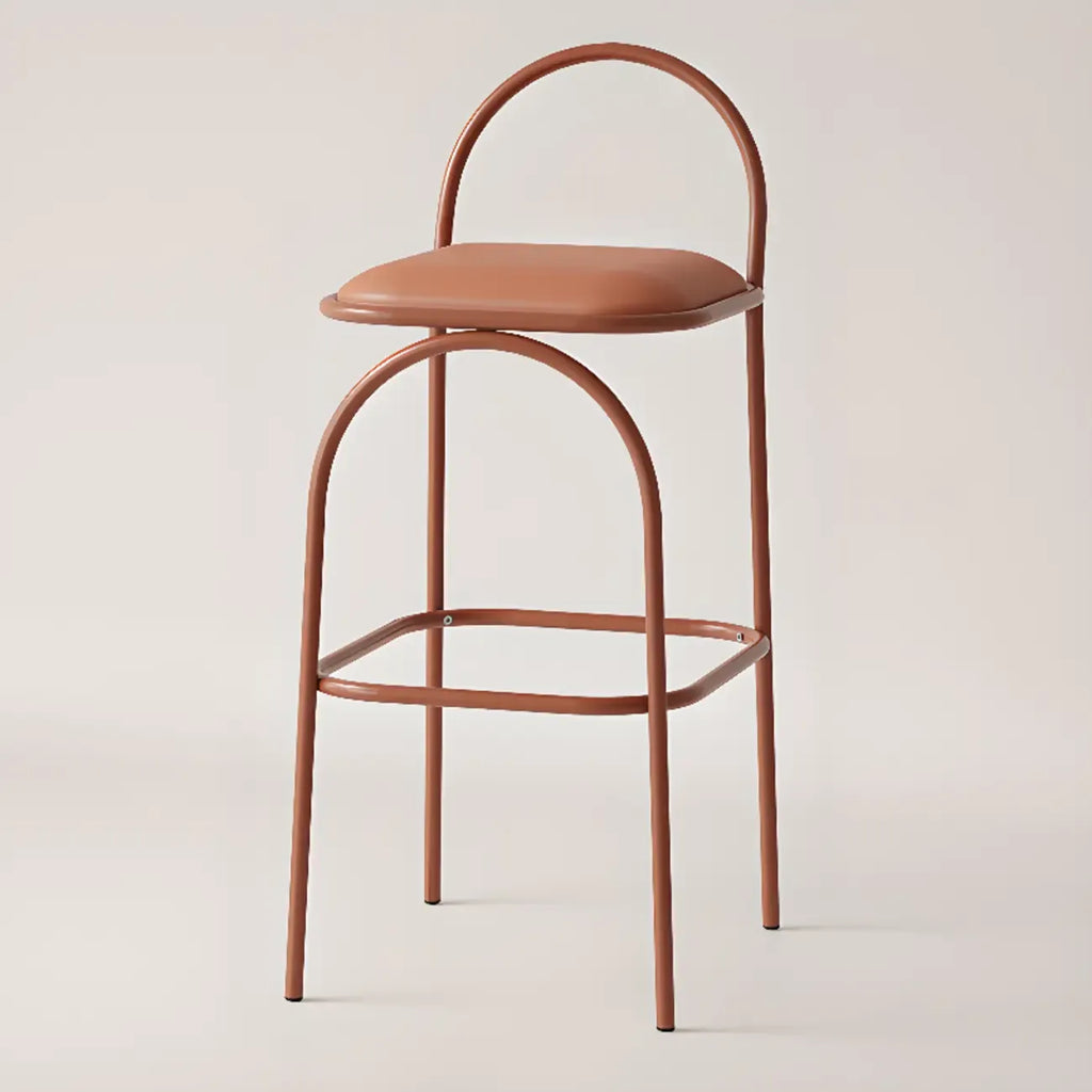 Minimalist Metal Frame Leather Counter Stools with Open Back
