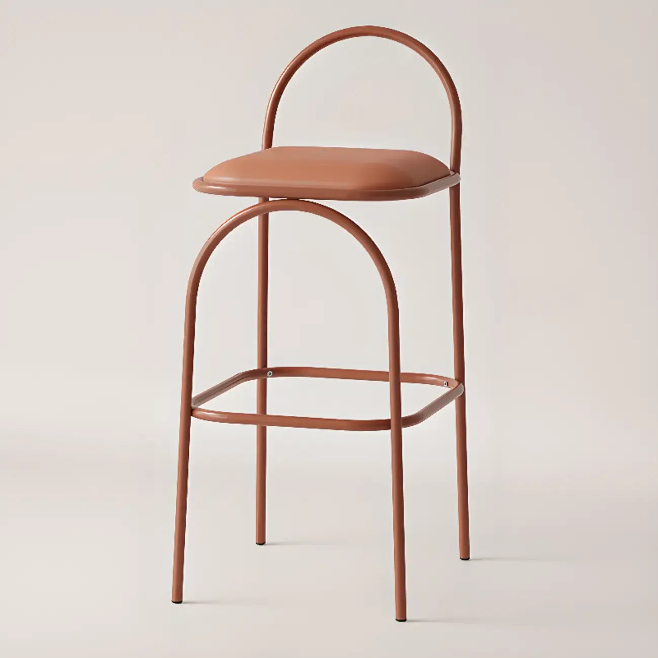 Minimalist Metal Frame Leather Counter Stools with Open Back