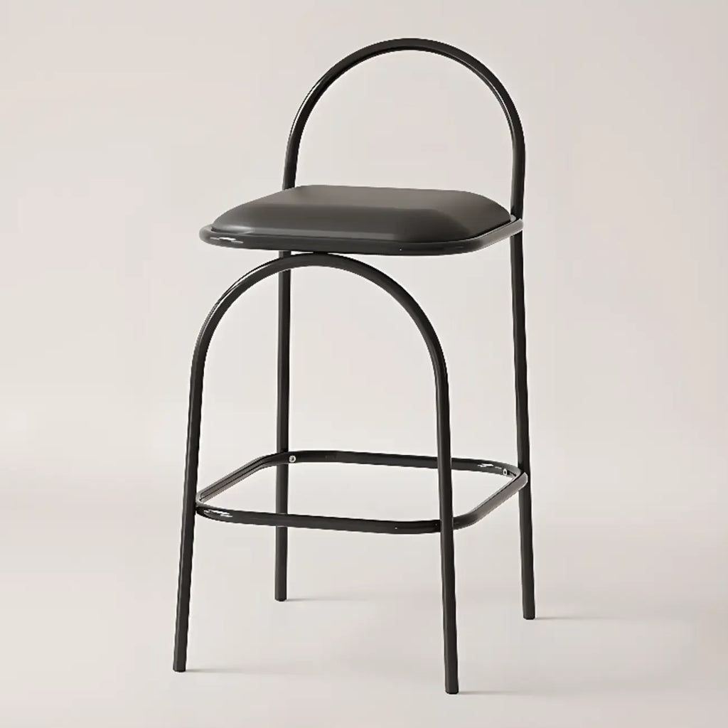 Minimalist Metal Frame Leather Counter Stools with Open Back