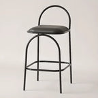 Minimalist Metal Frame Leather Counter Stools with Open Back