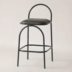 Minimalist Metal Frame Leather Counter Stools with Open Back