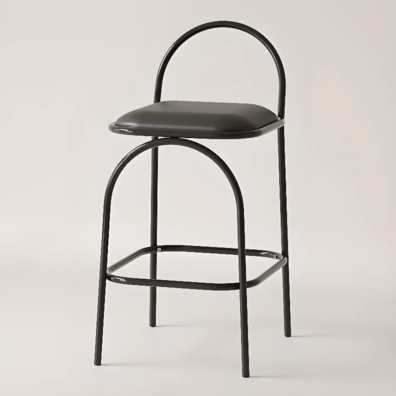 Minimalist Metal Frame Leather Counter Stools with Open Back