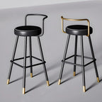 Minimalist Black Metal Upholstered Leather Bar Stool