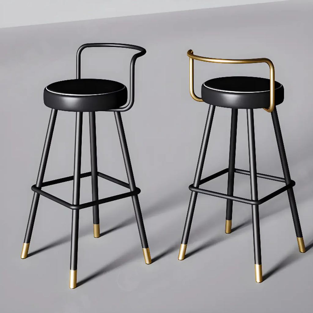 Minimalist Black Metal Upholstered Leather Bar Stool
