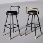 Minimalist Black Metal Upholstered Leather Bar Stool