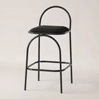 Minimalist Metal Frame Leather Counter Stools with Open Back