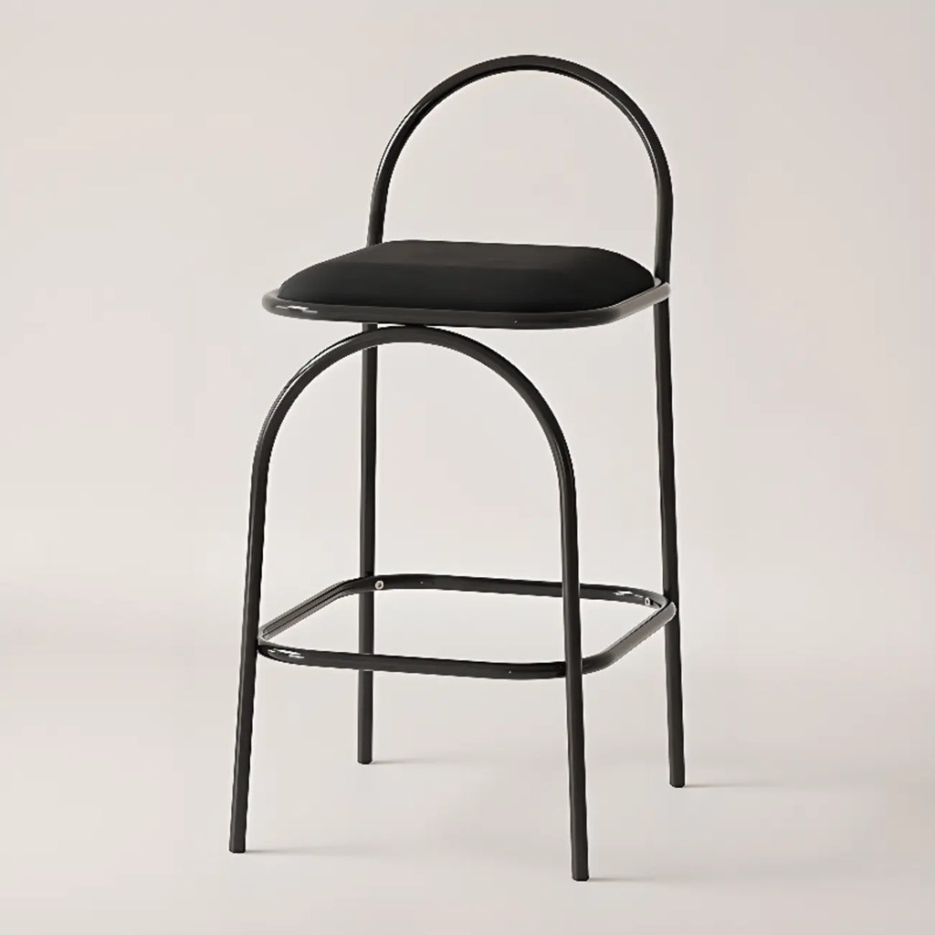 Minimalist Metal Frame Leather Counter Stools with Open Back