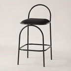 Minimalist Metal Frame Leather Counter Stools with Open Back
