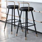 Minimalist Black Metal Upholstered Leather Bar Stool