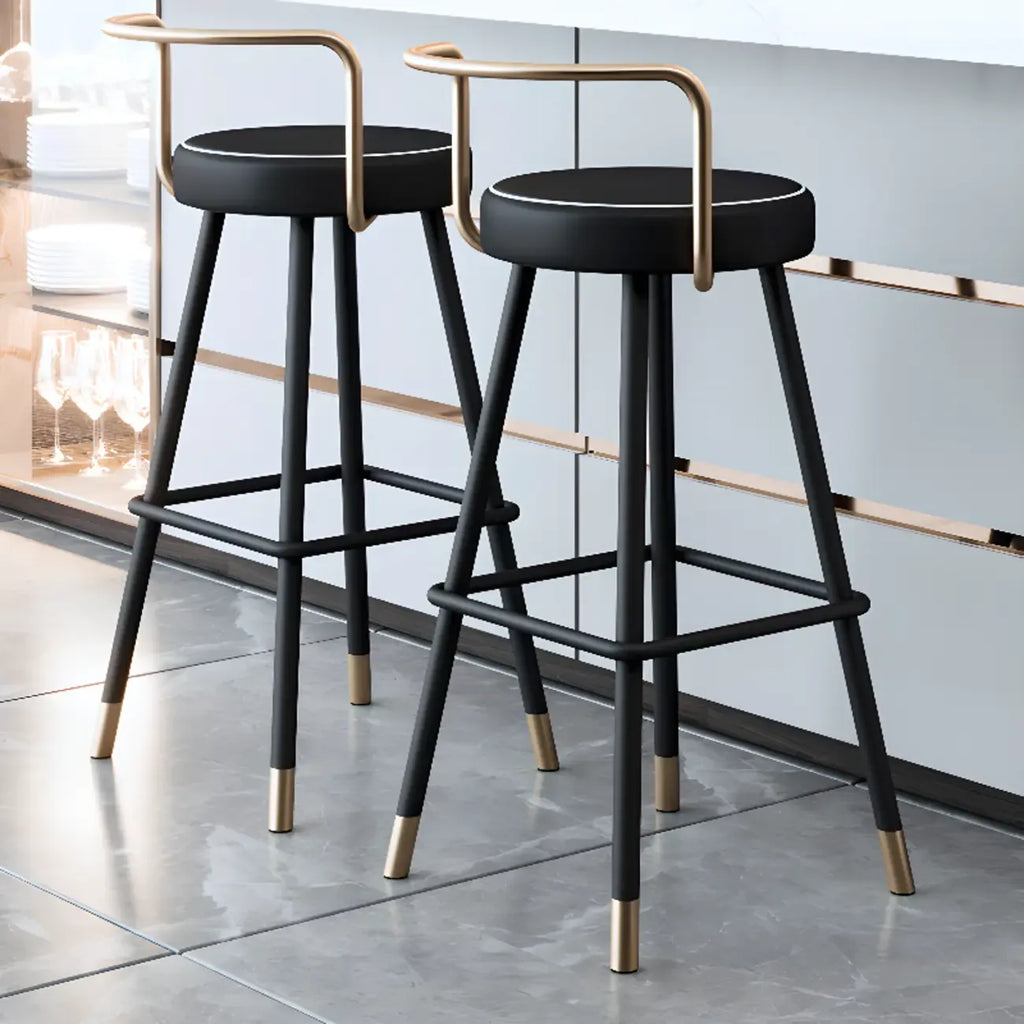 Minimalist Black Metal Upholstered Leather Bar Stool