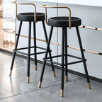 Minimalist Black Metal Upholstered Leather Bar Stool