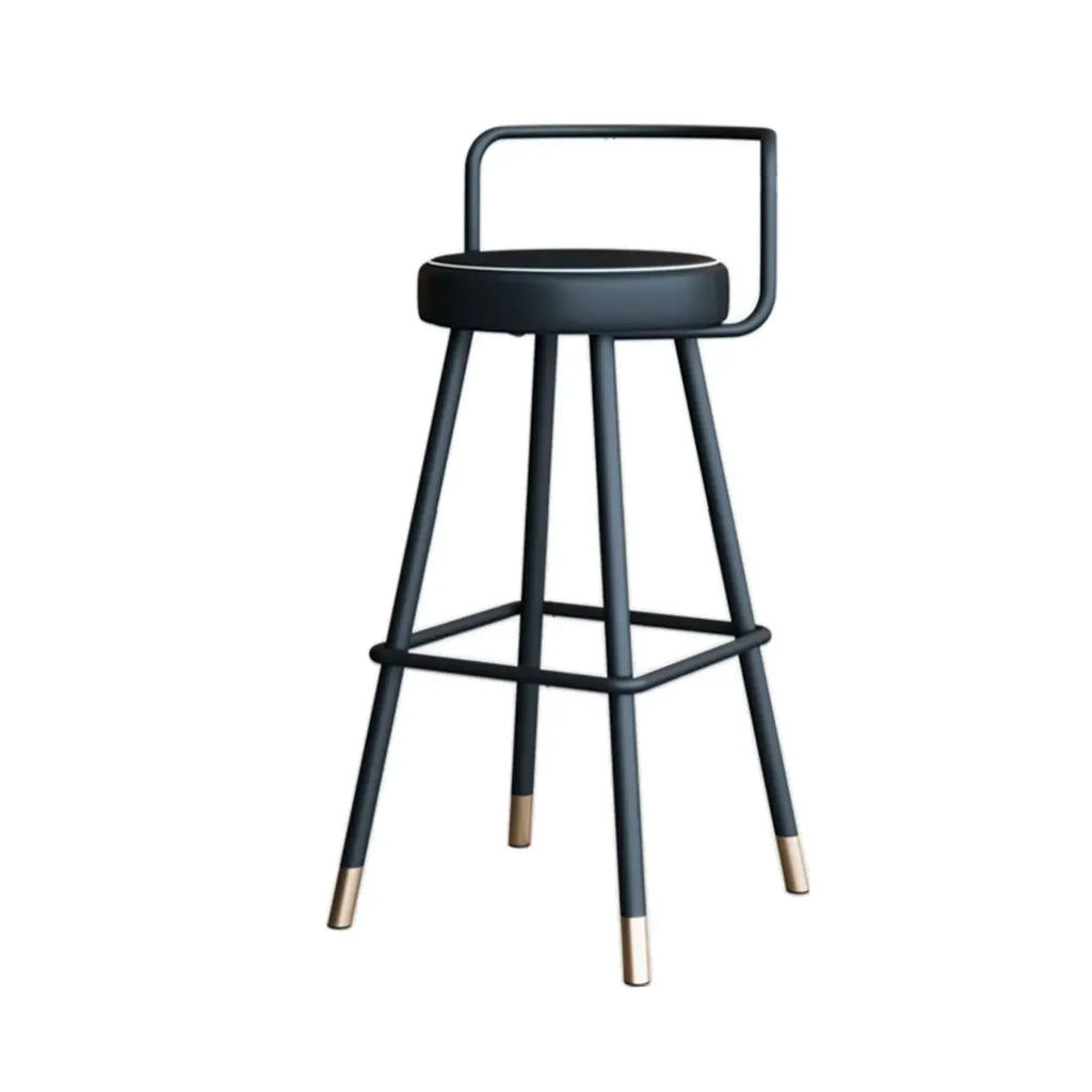Minimalist Black Metal Upholstered Leather Bar Stool