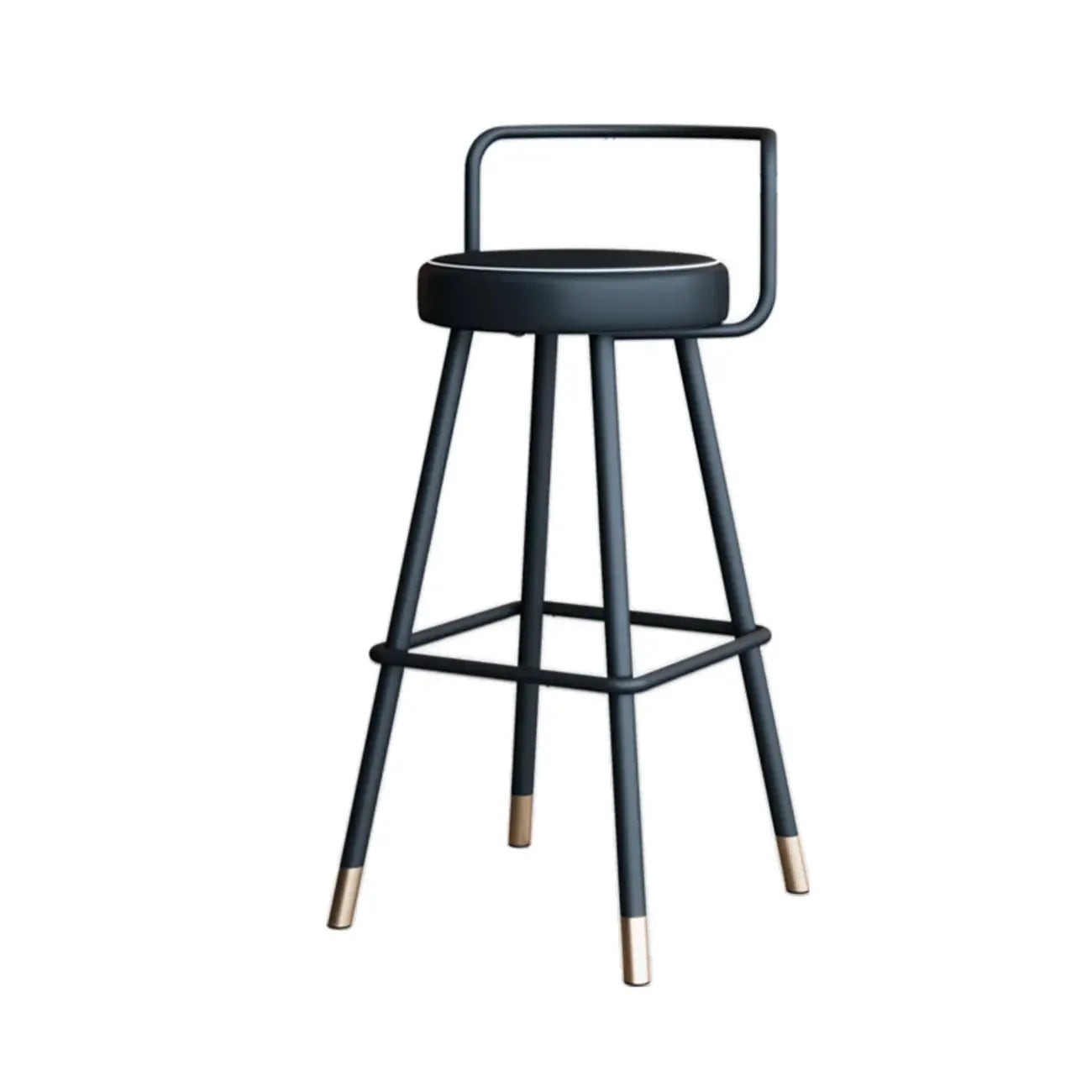 Minimalist Black Metal Upholstered Leather Bar Stool