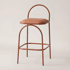 Minimalist Metal Frame Leather Counter Stools with Open Back