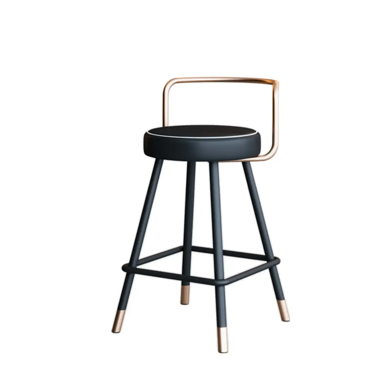 Minimalist Black Metal Upholstered Leather Bar Stool