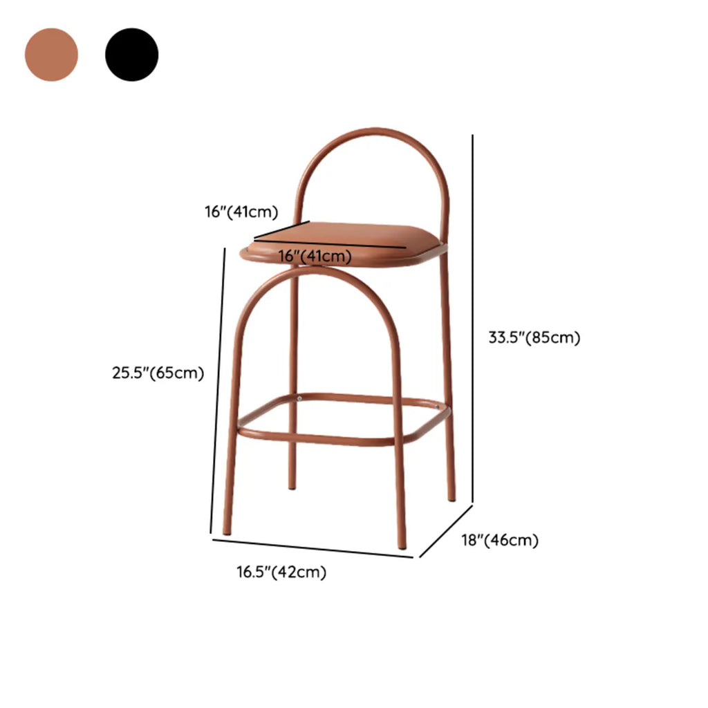 Minimalist Metal Frame Leather Counter Stools with Open Back