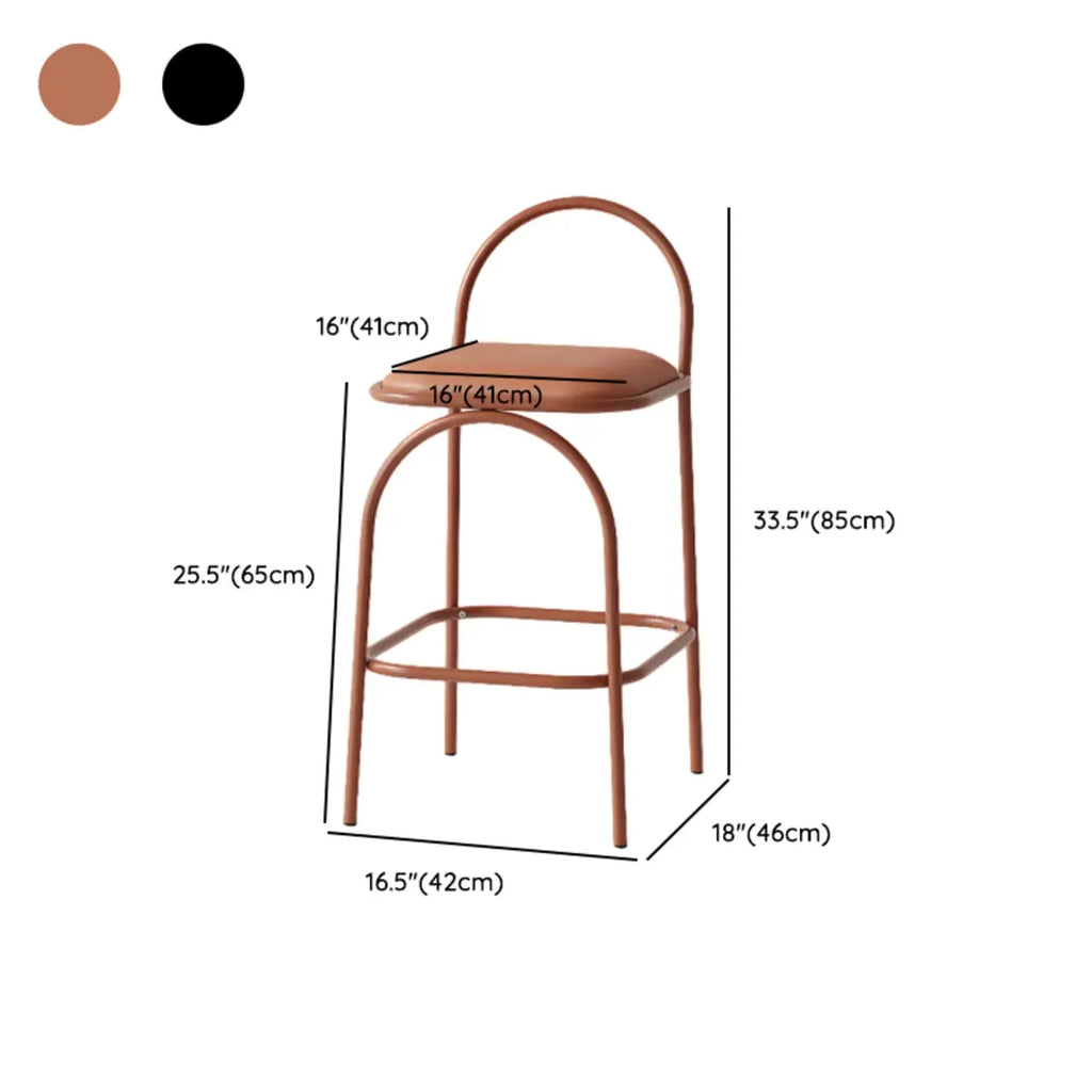 Minimalist Metal Frame Leather Counter Stools with Open Back