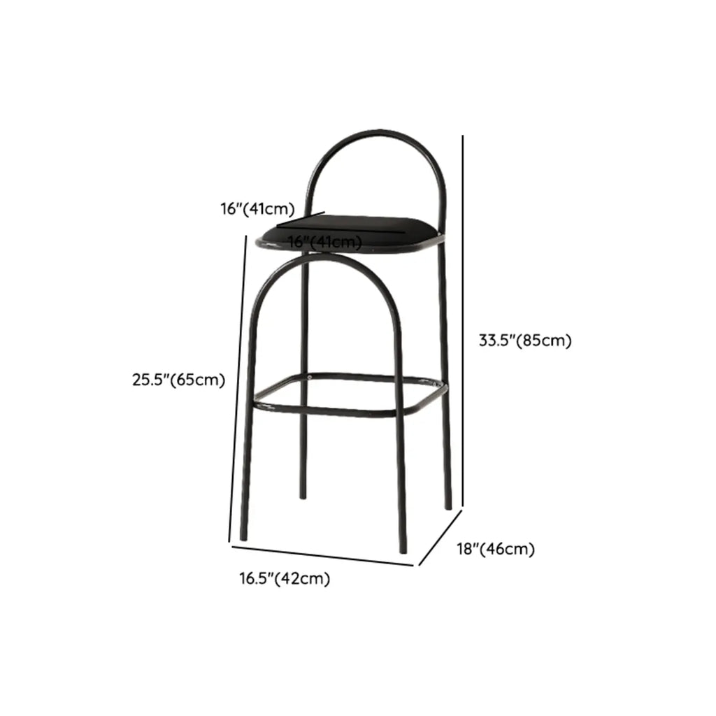 Minimalist Metal Frame Leather Counter Stools with Open Back