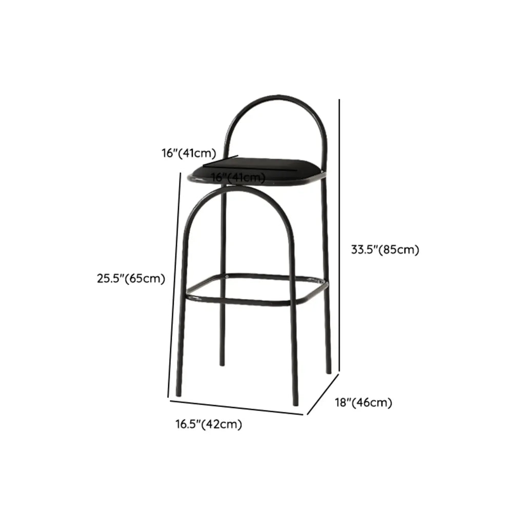 Minimalist Metal Frame Leather Counter Stools with Open Back