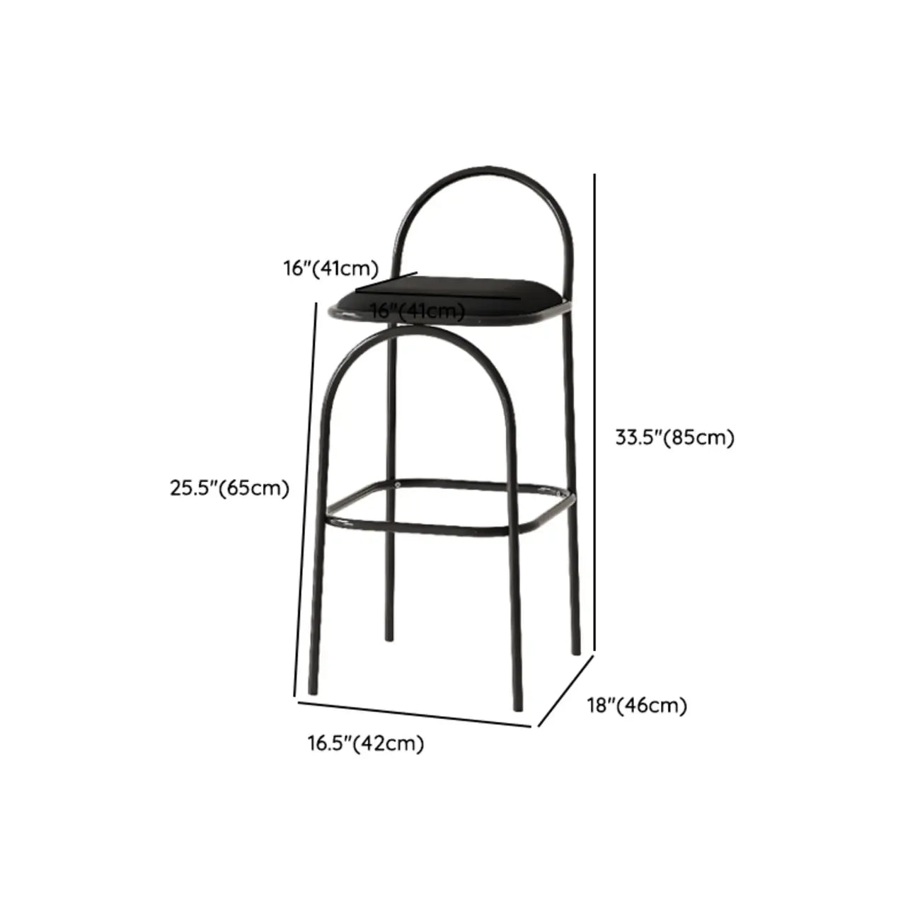 Minimalist Metal Frame Leather Counter Stools with Open Back