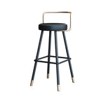 Minimalist Black Metal Upholstered Leather Bar Stool