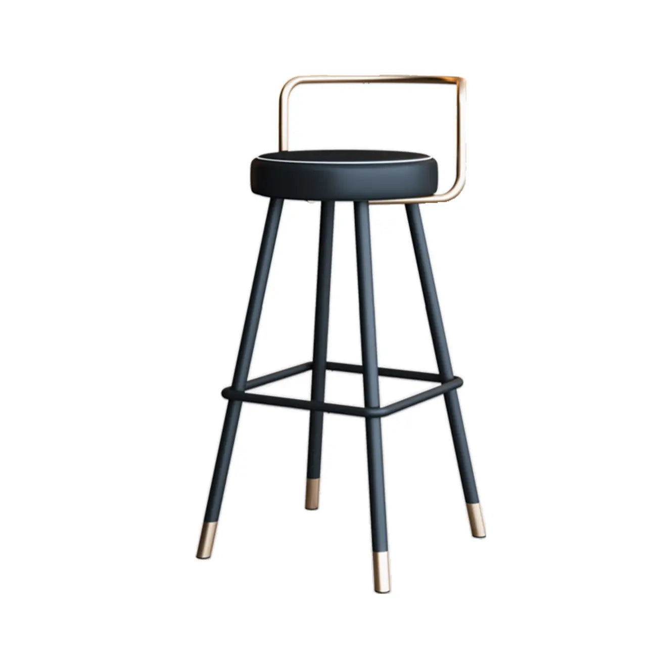 Minimalist Black Metal Upholstered Leather Bar Stool