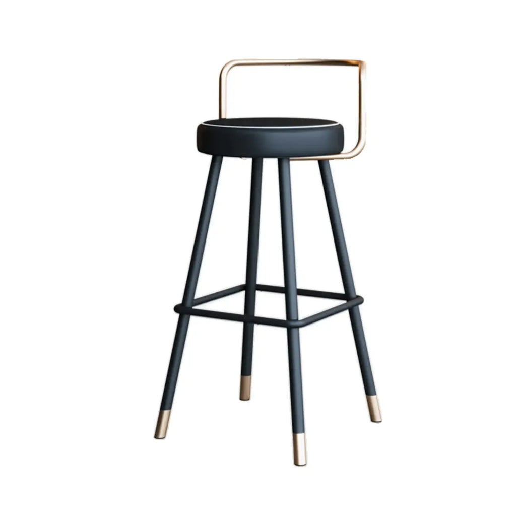 Minimalist Black Metal Upholstered Leather Bar Stool