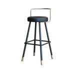 Minimalist Black Metal Upholstered Leather Bar Stool