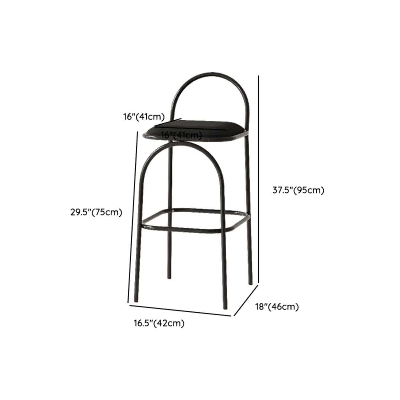 Minimalist Metal Frame Leather Counter Stools with Open Back