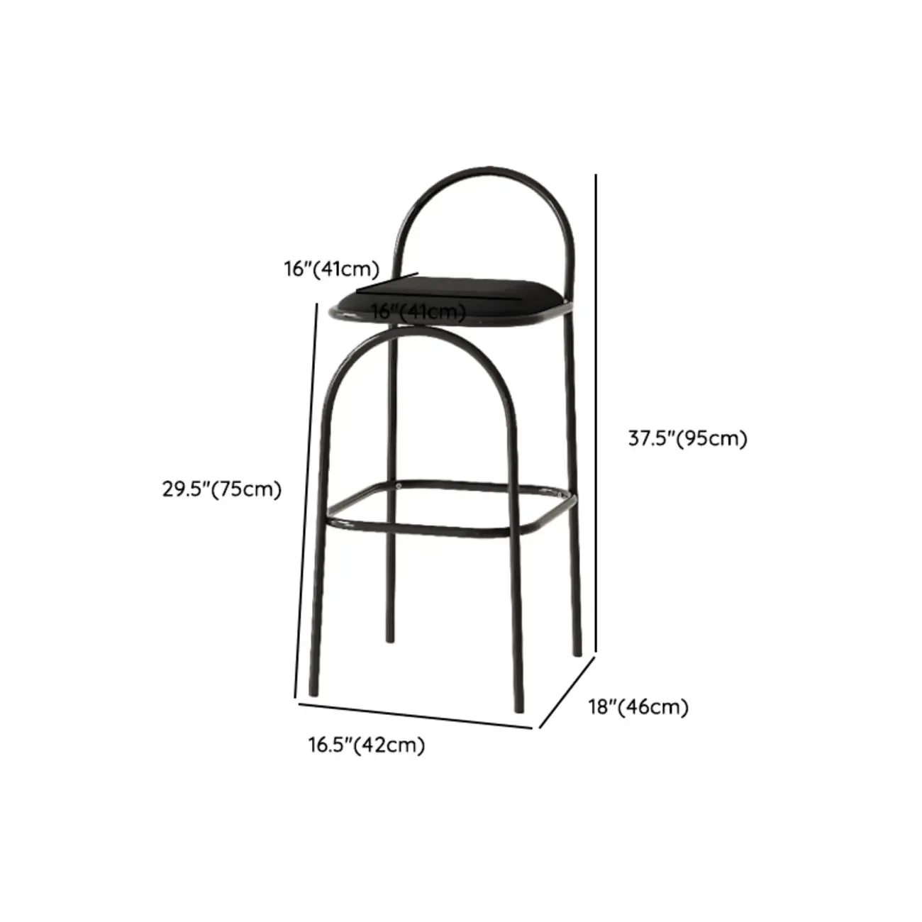 Minimalist Metal Frame Leather Counter Stools with Open Back