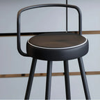 Minimalist Black Metal Upholstered Leather Bar Stool